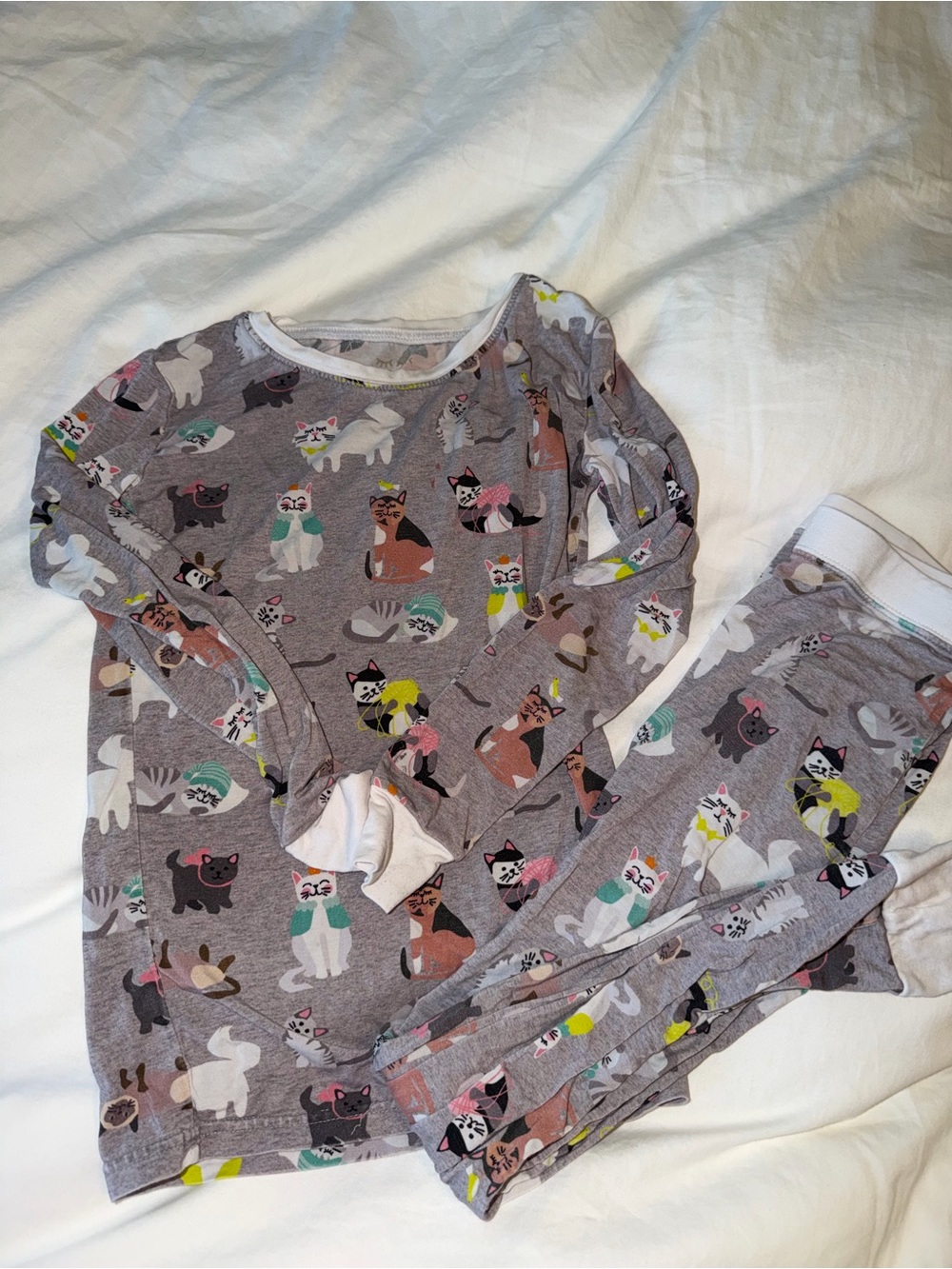 Little Sleepies Grey Cat Print Pajama Set